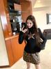 Women's Slim Fit Leopard Print Wool A-line Skirt - New Winter 2025 Style with Elastic Waist