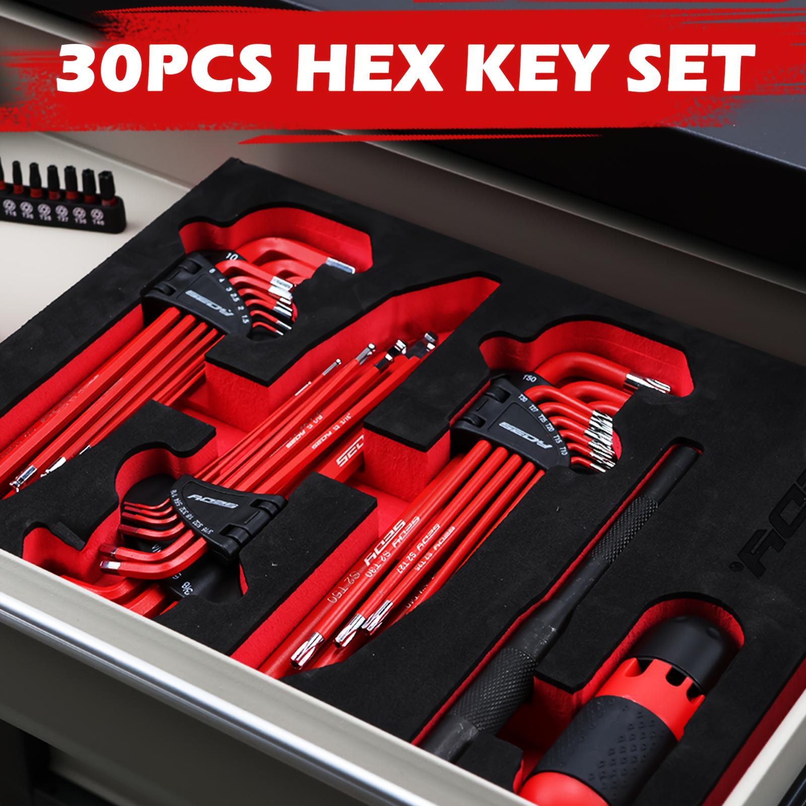 

30pcs Long Arm Ball End L-Hex & Torx Key Set with Grip Handle 30pcs червоний