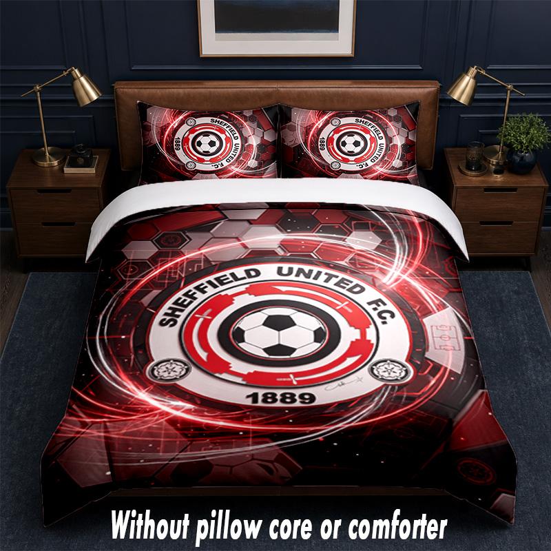 Sheffield United Calcio Design Set Biancheria da Letto 1 Copripiumino + 2 Federe Morbido Traspirante Biancheria da Letto per la Casa