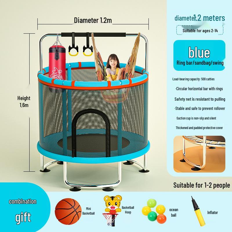 Indoor Family Trampoline with Safety Net for Kids and Adults