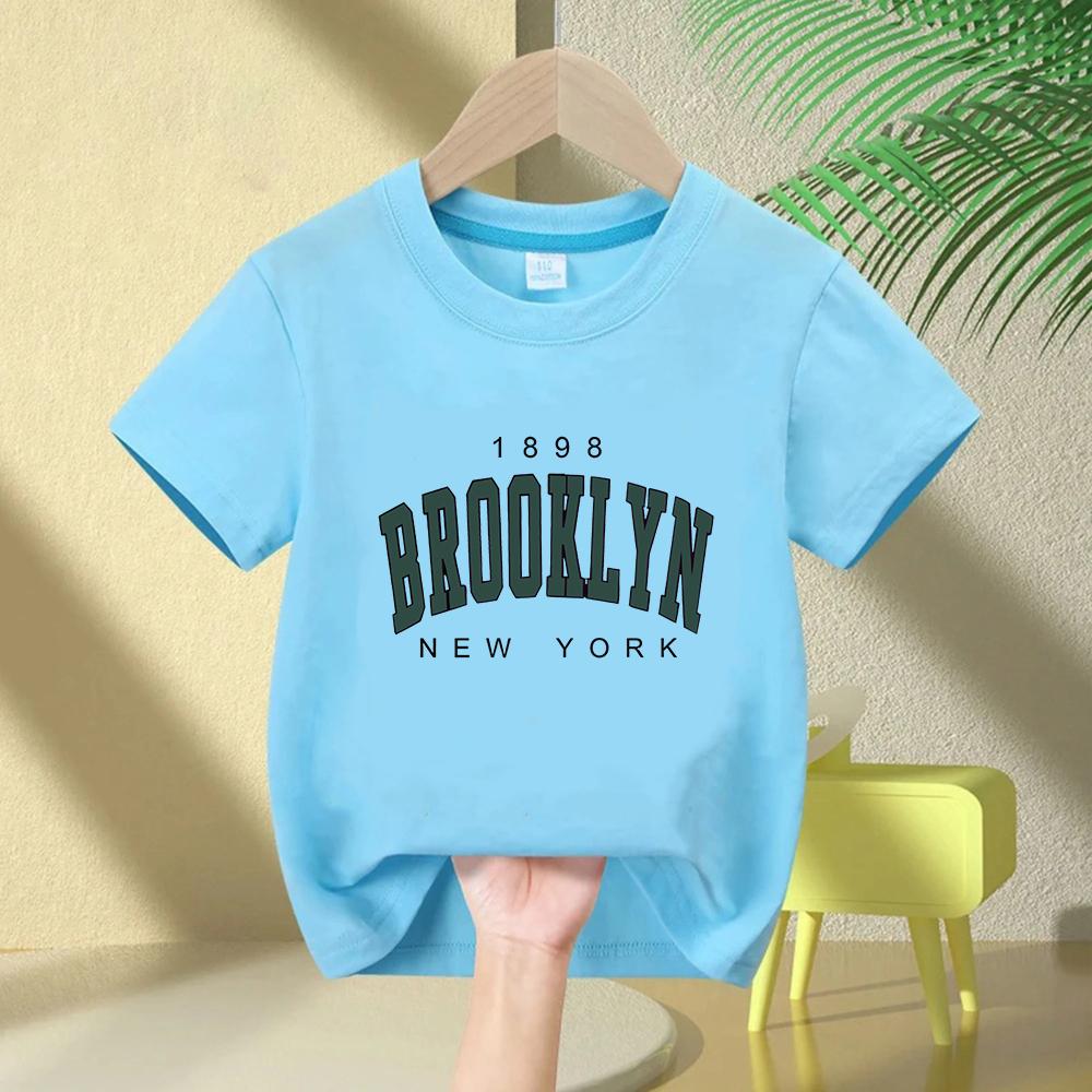 T Shirt Los Angeles Number 91 Brooklyn Graphic Round Neck Kids Tshirt Casual Girls Top