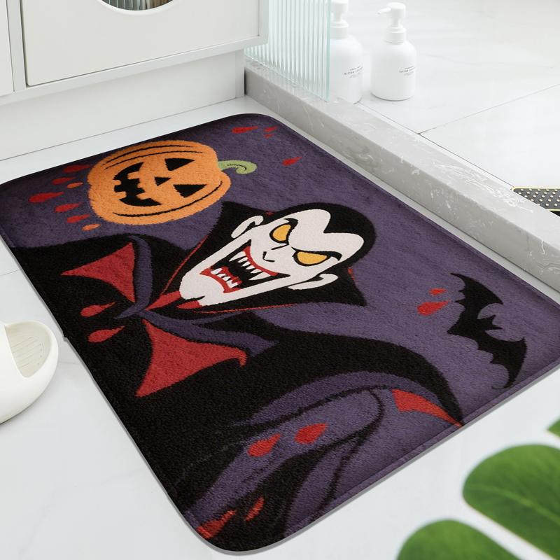Purple Witch Hat Pattern Bathroom Floor Mat, Bathtub Absorbent Foot Mat, Shower Room Small Carpet Decorative Mat