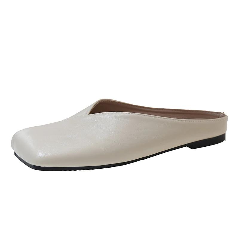 

Мода Модные слипоны для женщин квадратный носок большой размер 42 плоские женские туфли легкие весенние повседневные уличные модные гладкие новые мюли 35 покинуть белый