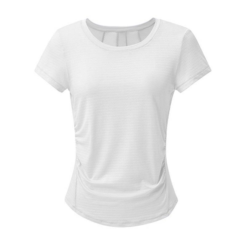 Stylish Quick-Dry Yoga Cover-Up: Spring/Summer Short Sleeve Fitness Wear with Beautiful Back Design for Women