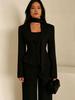 2026 Women's V-neck Scarf Decor Long Sleeve Casual Suit Jacket
