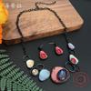 Luxury Hot Sale Color Oil Irregular Oval Necklace Earrings Set Fashion High Sense Ladies Set Gift