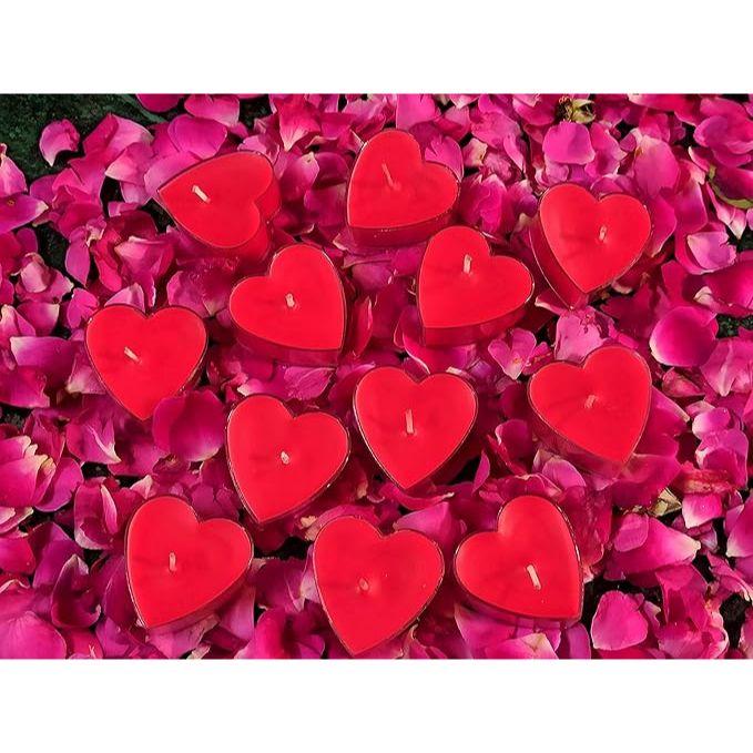 Ljus För Heminredning, Rosdoft, Hjärtform, Röd Färg, Förpackning med 12, 3,5 X 1,5 Cm - Vax