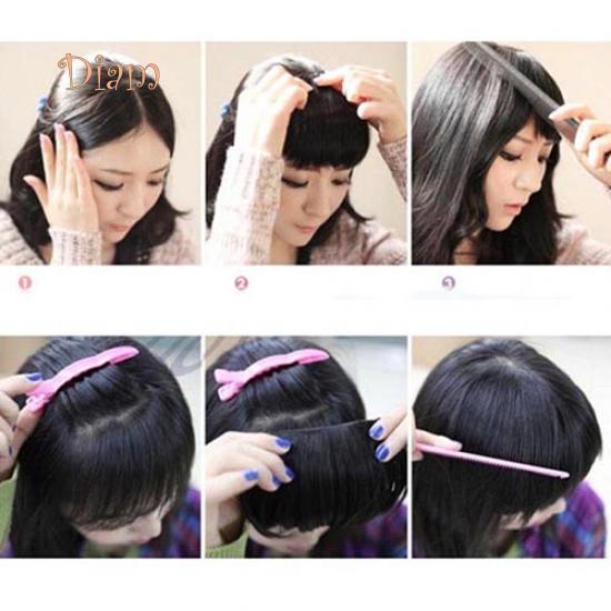 Tenfyer Pretty Girl's Clip On/in Neat Bangs Straight Fake Bob Style Fringe Hairpiece