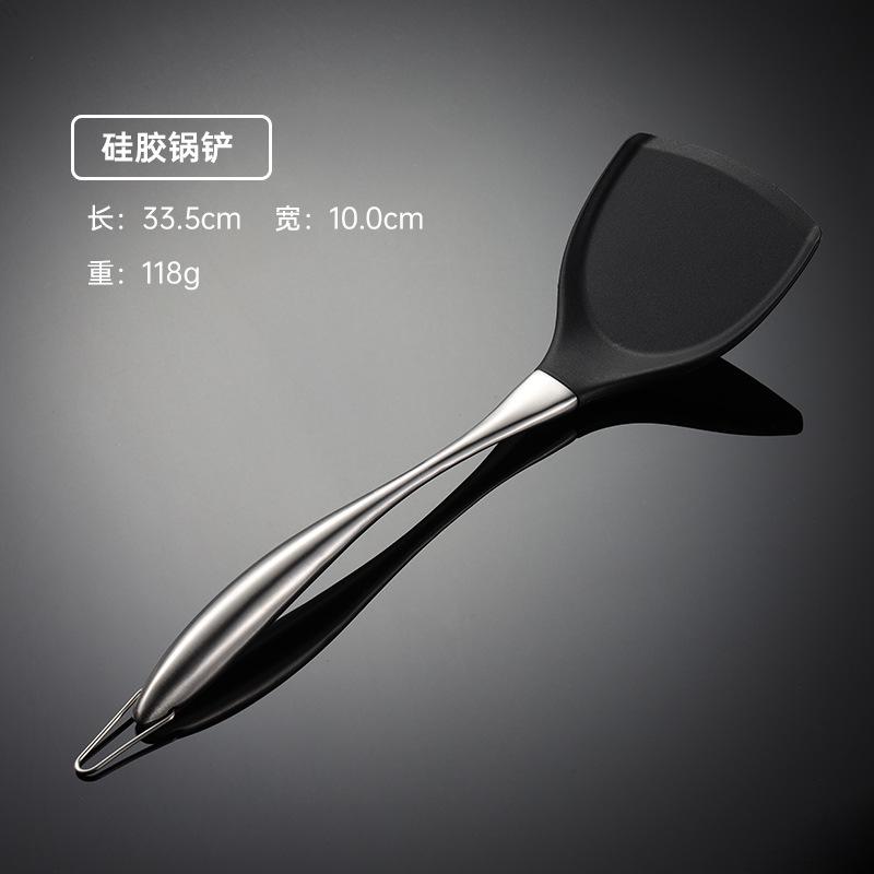 430 Stainless Steel Silicone Spatula Large Spoon Hollow Handle Non-stick Pan Kitchen Utensils Accessories Wok Housewarming Gift