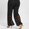 Women Casual Plus Size Lace Loose Wide Leg Leggings Sports Pants