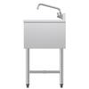 3 Compartment Sink, 18-Gauge 304 Stainless Steel, 254x356x254 mm Bowl Size, 3 Bay Commercial Under Bar Sink with Double Drainboard and Backsplash for