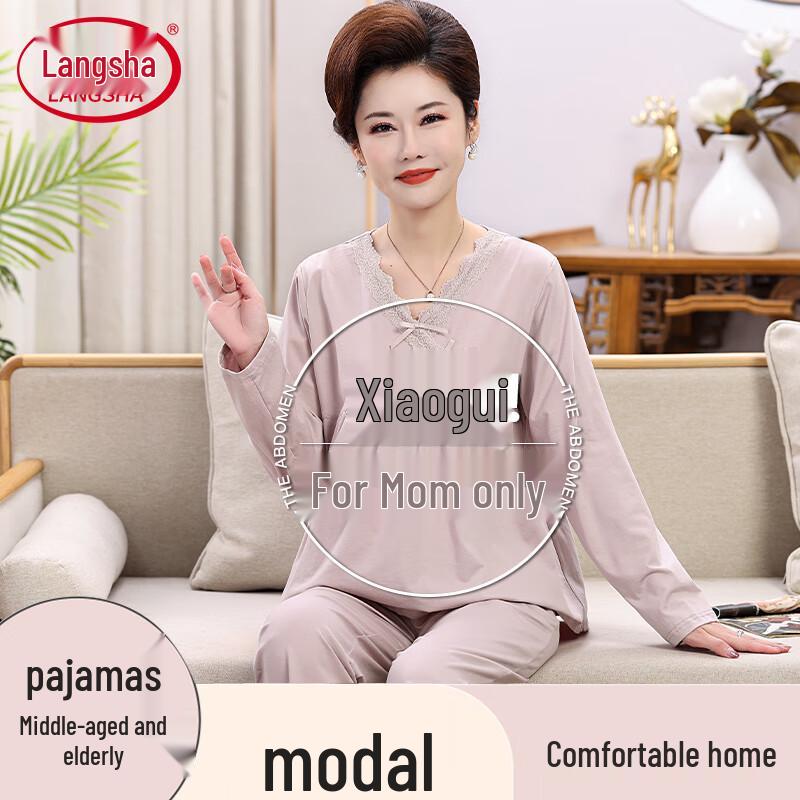 Langsha Women s Modal Long Sleeve Pajama Set XXXL