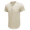 Summer Men's Short-sleeved Stand Collar Linen Shirt Breathable Short-sleeved Cotton Linen Shirt Men Casual Wear Minimalist Fashion Breathable Shirt