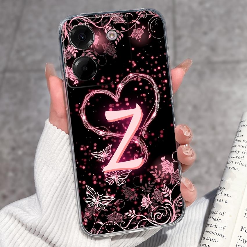 Clear Back Cover For Xiaomi Poco M7 M8 M6 M4 F5 Pro M5 F4 F3 Civi 1S M6 Plus Fashion Soft TPU Silicone Phone Case For Xiaomi Cute Letter Bumper Casing