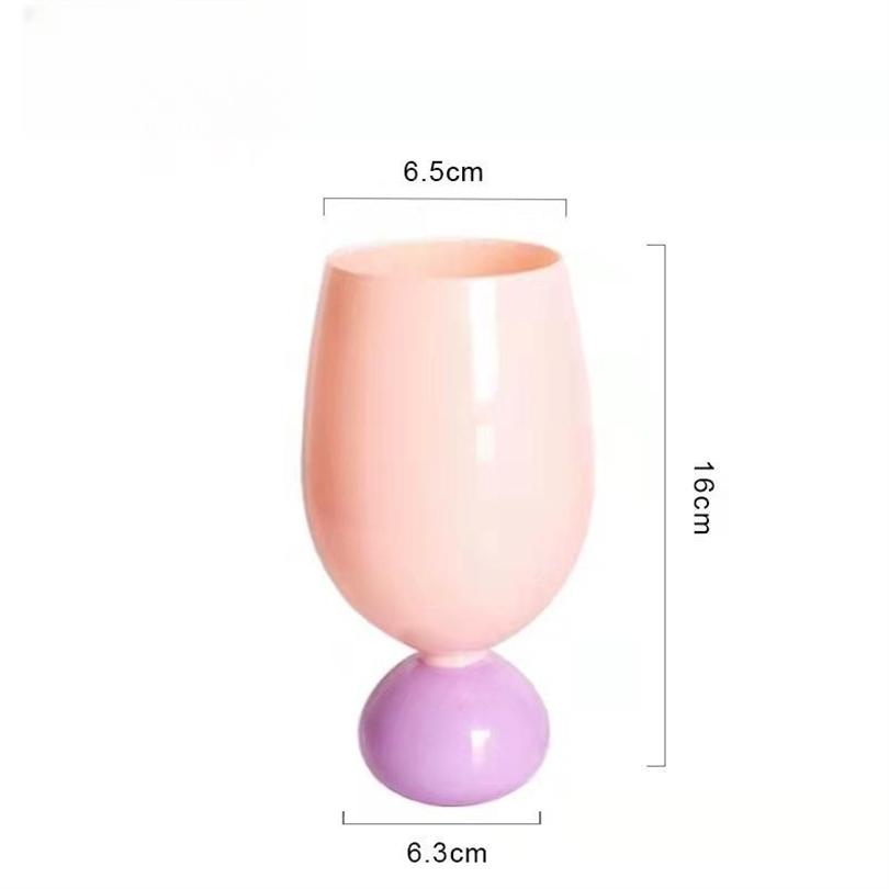 Modern Middle Ancient Cream Color Red Wine Glass Simple Tulip Fresh Ins Milk Drink Juice Cup Household Tall Water Cup