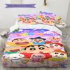 Anime Crayonshinchan Pattern Bedding Set Quilt Cover Pillowcase Home Decor Gift (1 * Duvet Cover + 2 * Pillowcase, Without Core)