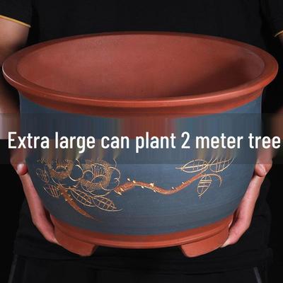 2021 Extra Large Purple Clay Tall Cylinder Ceramic Flower Pot