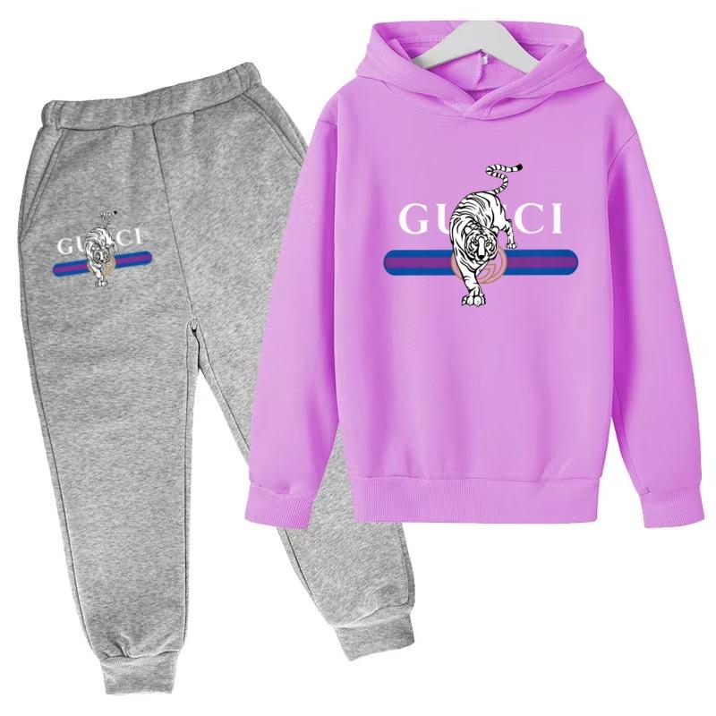 Children New Tiger Print Hoodie Clothes Autumn Winter Casual Long Sleeve Pullover 2pcs Top+Pants Brand Girl Boy 3-12Yrs Coat Set