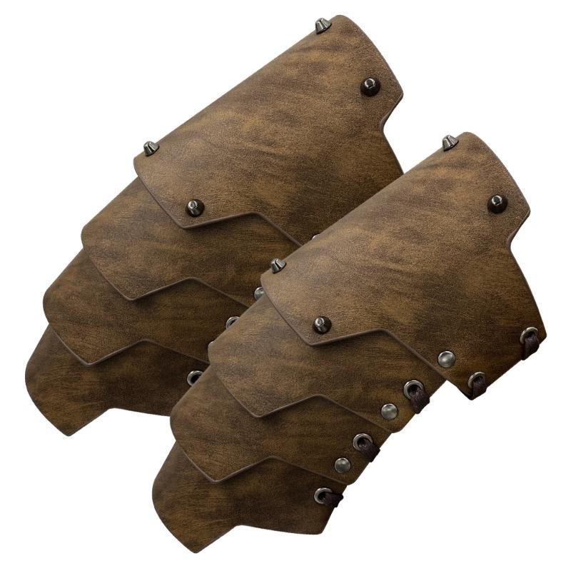 4-lagige Ritter-Handschuhe Mittelalterliche Armschienen Renaissance-Kostüm PU-Armschienen