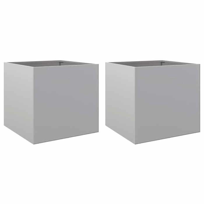 VidaXL Jardinières 2 pcs, Lits Surélevé, Bacs à Fleurs, Pots de Plantes, Boîtes à Fleurs Jardin Patio Terrasse, Argenté 841570