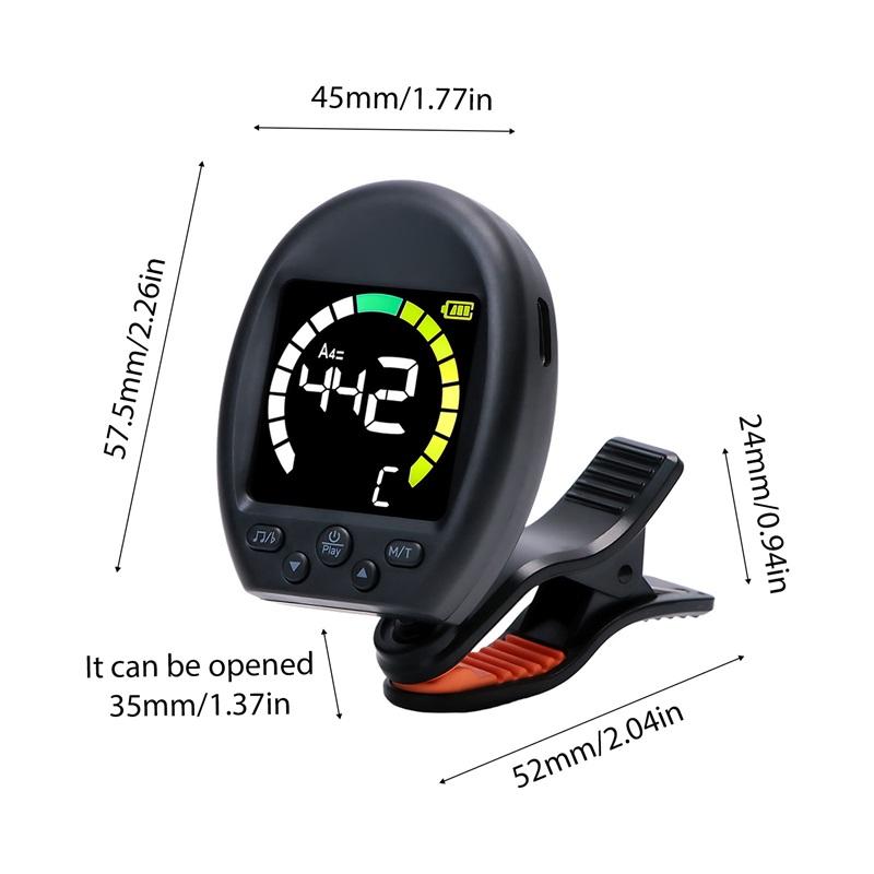 Meideal Guitar Tuner Clip On with Beat Function Portable Guitar Tuner Rotating Clip for Chromatic Guitar Bass Violin Ukulele