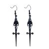 Fashionable Black Bat And Swords Earrings Punk Gothic Jewelry Fashion Accessory For Role Play Costume