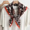 70x70cm Lightweight Square Scarf Women Vintage Black Floral Print Silk-Feel Neck Wrap UV Protection Stylish Accessory