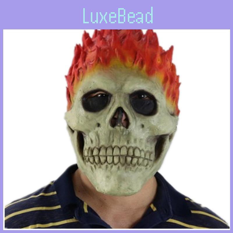 Creative Halloween Latex Evil Spirit Knight Mask Red-haired Skull Head Cover