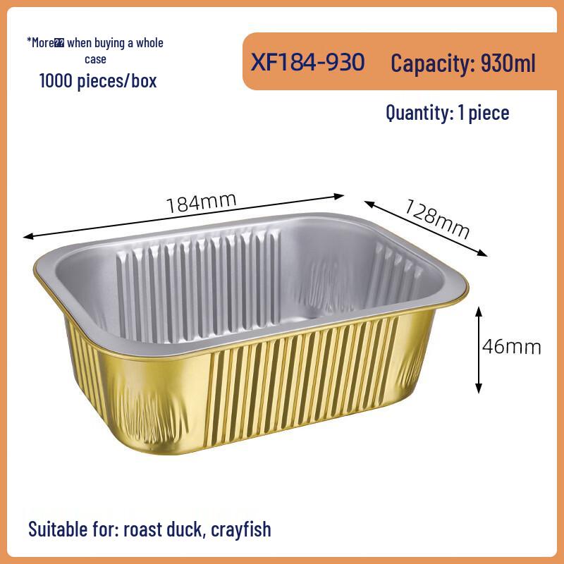 Handun 930ml Golden Square Sugarcane Pulp Food Container (Lid Not Included)