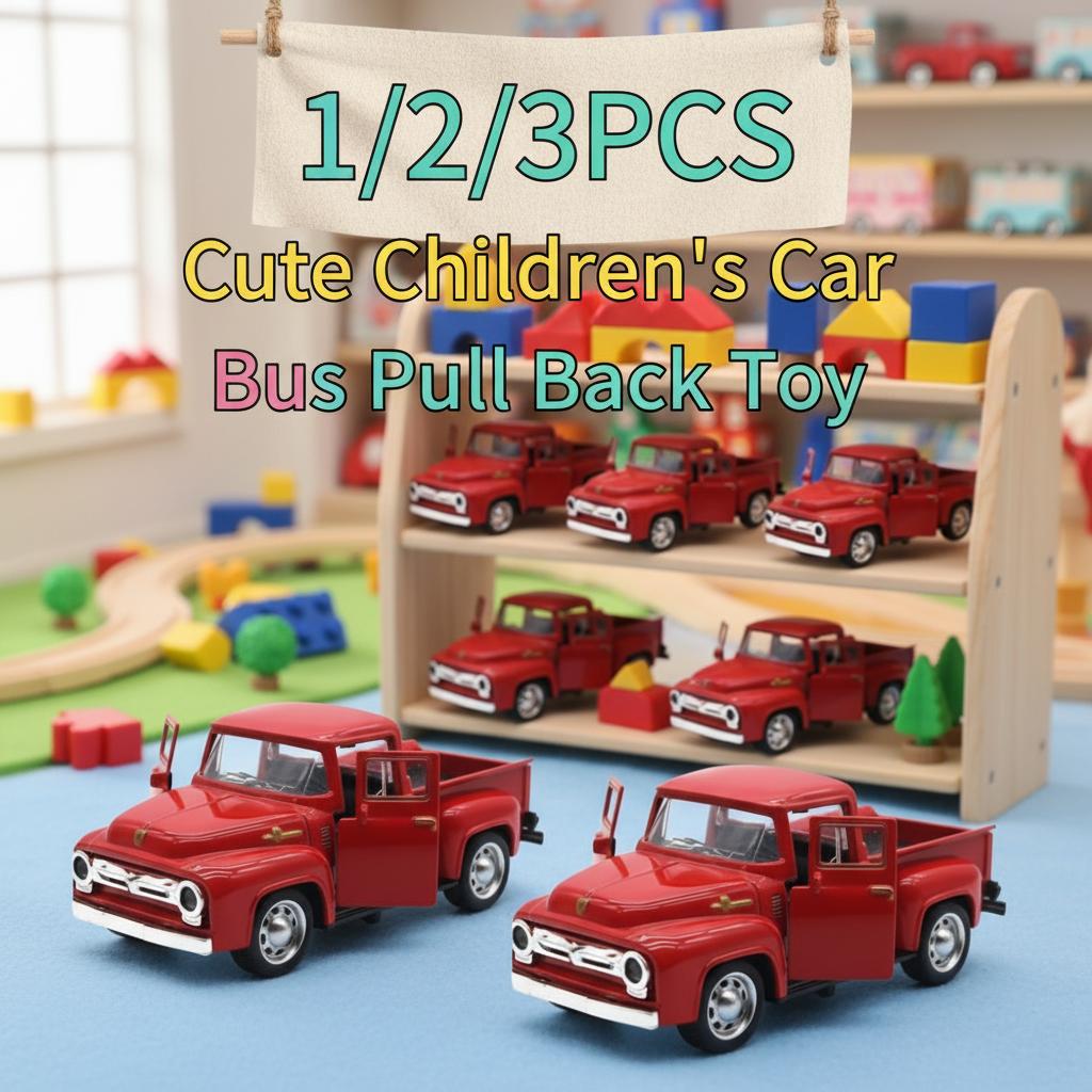 1/2/3PCS 1:32 Die-Cast Metal Pickup Truck Model Red Exquisite Handmade Alloy Car Toy Kids New Year Gift Desk Home Decoration