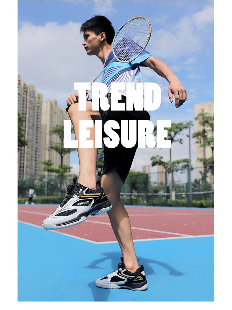 Plus Size 46 Breathable Rotating Buckle Badminton & Tennis Sneakers (No Laces)