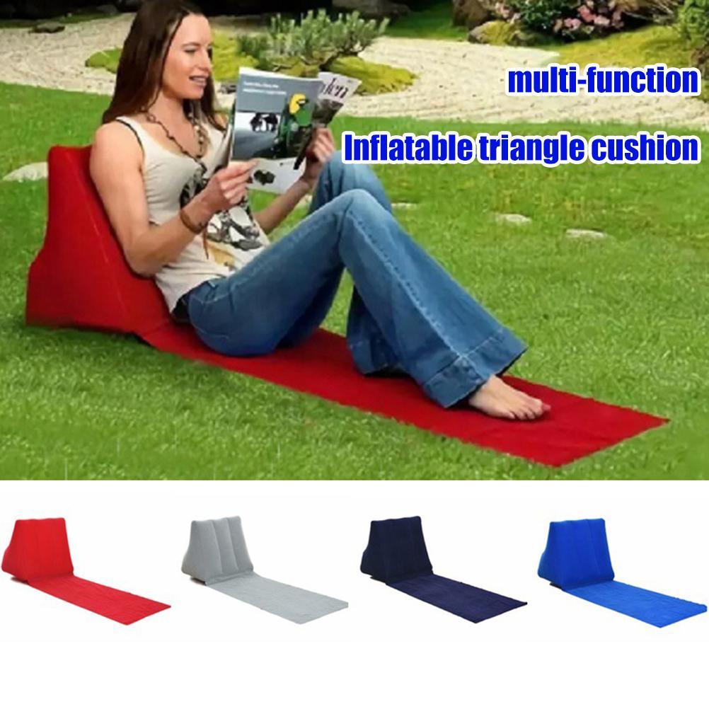 Triangle Cushion Beach Mat PVC Flocking Inflatable Beach Chair Cushion Foldable Beach Cushion Mat