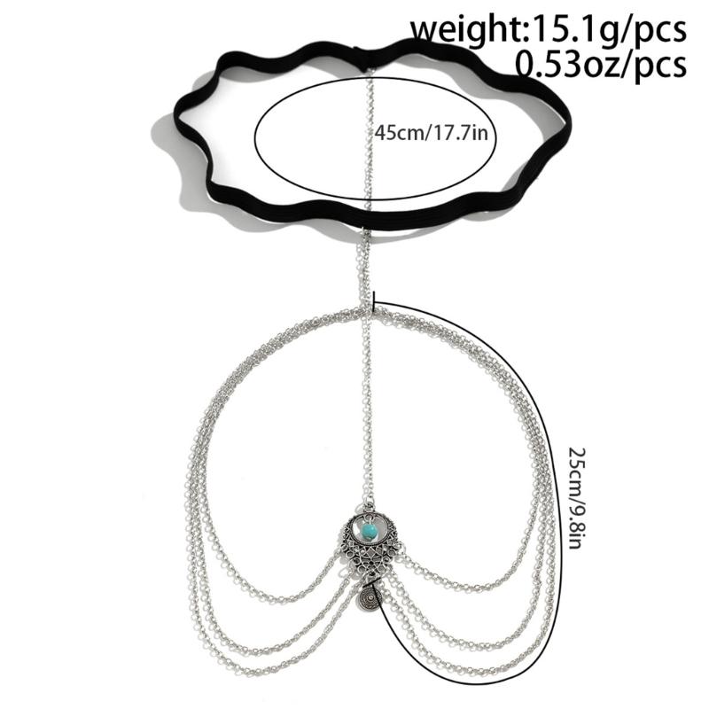 Womens Layered Metal Tassels Leg Chain Lace Thigh Belt Adjusted Elastic Thigh Chain Party Beach Holiday Body Jewelry