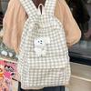 Harajuku Backpack for Girl Corduroy Lattice Backpack Large Capacity Daypacks Travel Bag Student School Backpack