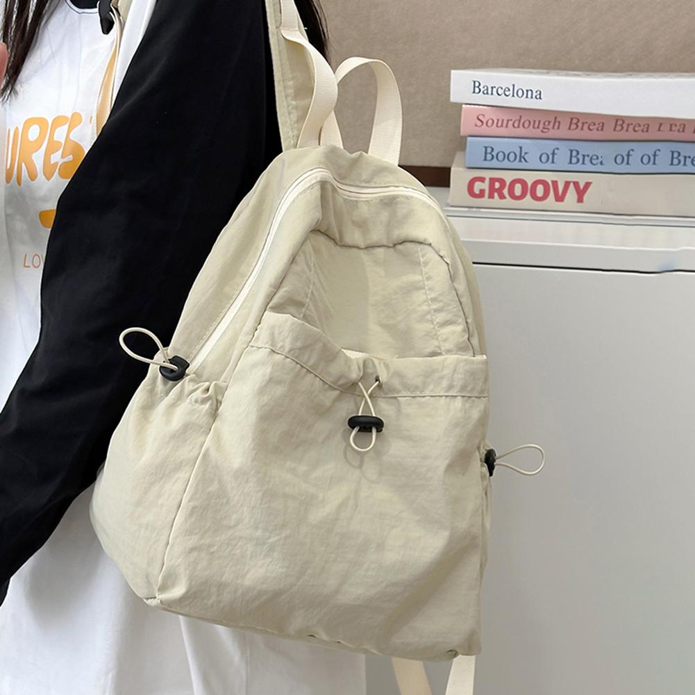 

Нейлоновая школьная сумка большой вместимости для мужчин и женщин, легкий рюкзак с боковым карманом, спортивный рюкзак для путешествий и занятий спортом бежевый