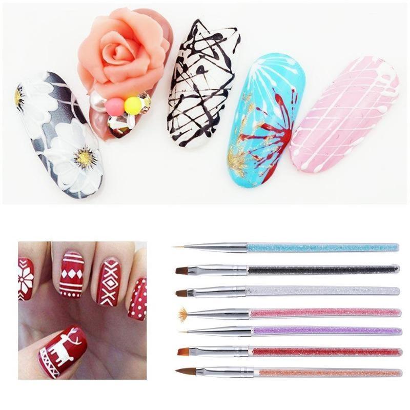 7pcs Nail Brushes Crystal Diamond Drawing Pen Nail Brush Crystal Carving Nail Art Pen