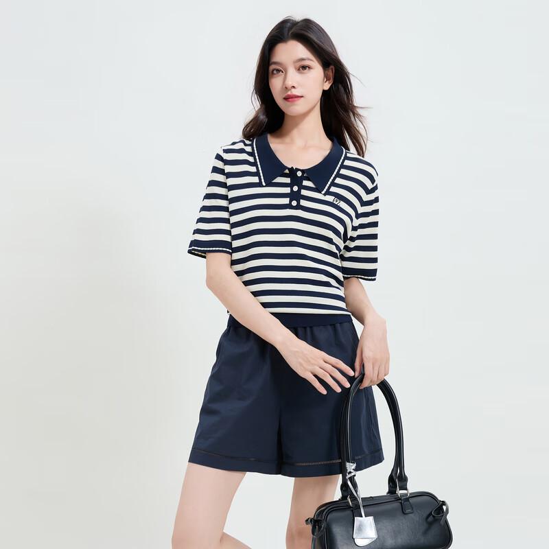 

Sancai Женский Пуловер Поло Вязаный в Полоску Большого Размера Осень 2025 M 160/88B