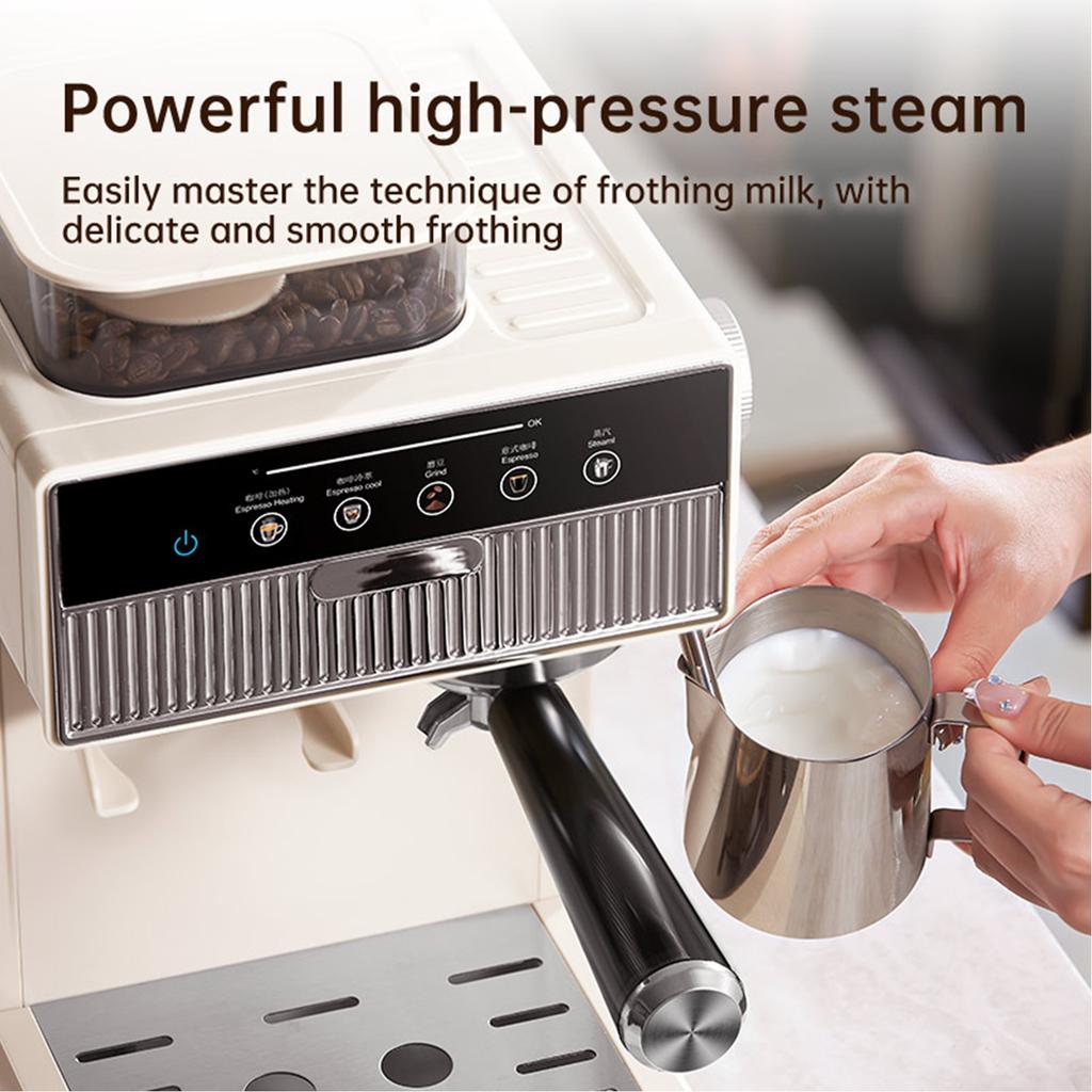 20bar Coffee Machine Semi automatic Home Small Cold Hot 2 Extraction 1.8L Capacity Double Cup Powder Bowl Compatible