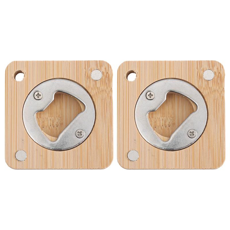 10/1Pcs Bamboo Square Bottle Opener Beer Openers Coaster Fridge Magnet Decoration Home Kitchen Bar Accessories Wood Tools