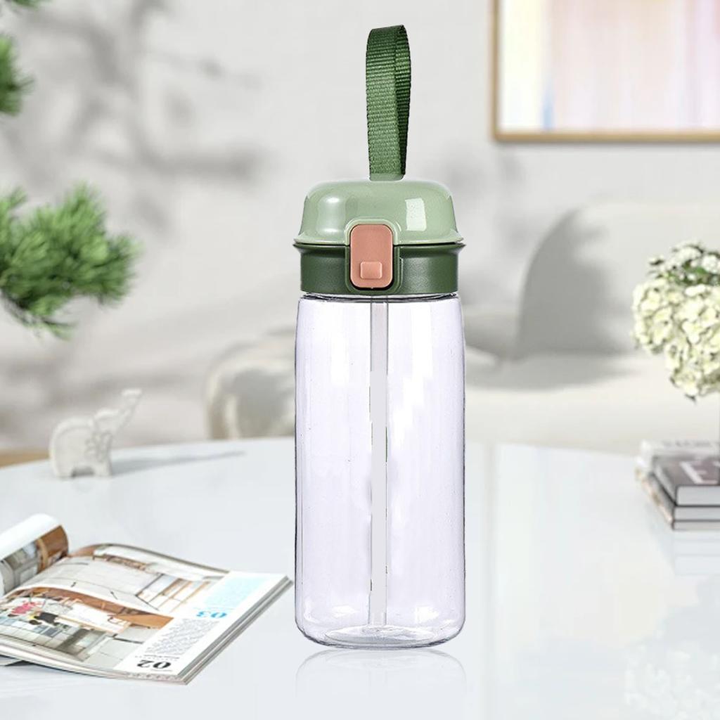 Kids Water Bottle with Straw Lid Drinking Water Bottle with Carrying Strap Marking Large Capacity