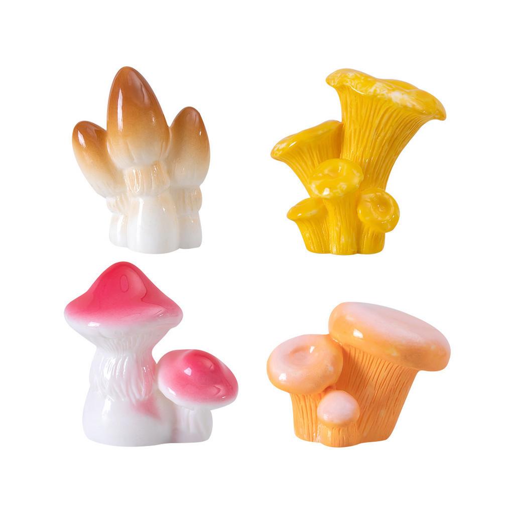 Cute Cartoon Style Resin Mushrooms For Diy Succulent Garden Miniature Decoration