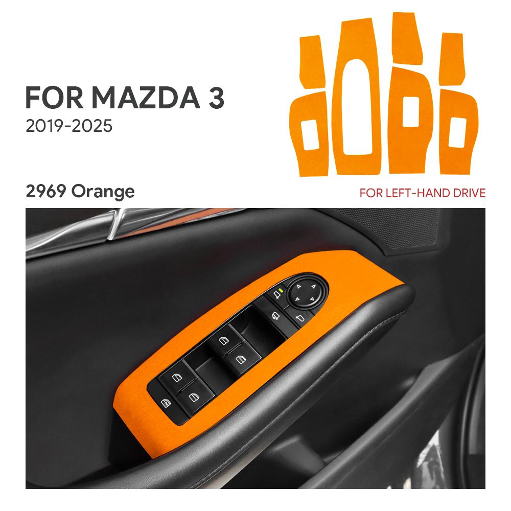 BKD1 Top Suede Trim LHD RHD Sticker For Mazda 3 BP M3 Axela 2019 2020 2021 2022 2023 2024 2025 Car Window Lift Panel Interior