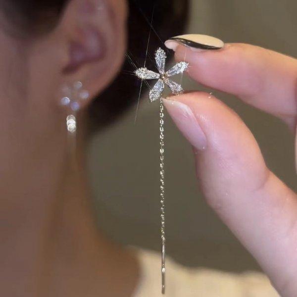 Exquisite Tropfen Ohr Linie Lange Hängende Ohrringe Für Frauen Zirkon Kristall Biene Schmetterling Blume Piercing Earing Zubehör Schmuck