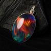 Ciondolo in Argento Sterling 925 32 Carati Opale Naturale Forma Ovale Gioiello Certificato