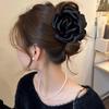 Temperament Satin Rose Flower Headwear Hair Claw Clips For Women Ponytail Holder Shark Clamp Hair Clip Hair Accessories