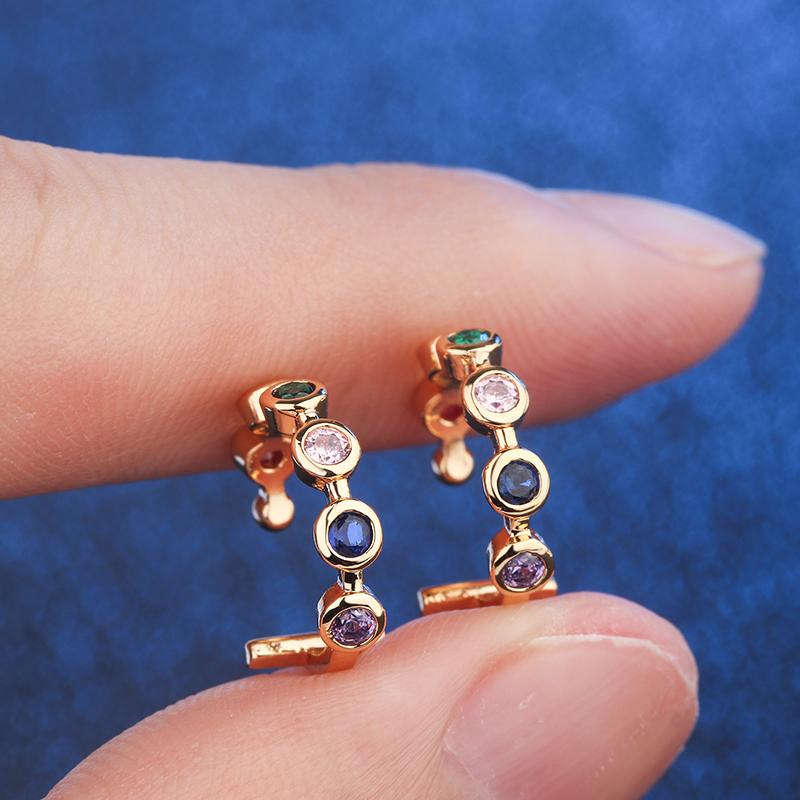 WWJ Goldene Farbe Kleine Zirkon-Party-Clip-Ohrstecker