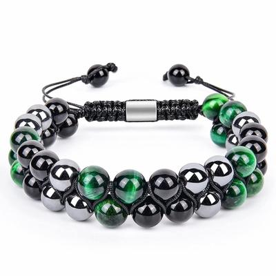 Natural Agate Stone Bracelet Men's Adjustable Black Magnet Hematite Bracelet