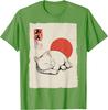 Gatto Bianco Dormiente Arte Giapponese Stile Ukiyo E Maglietta Grafica Casual in Cotone