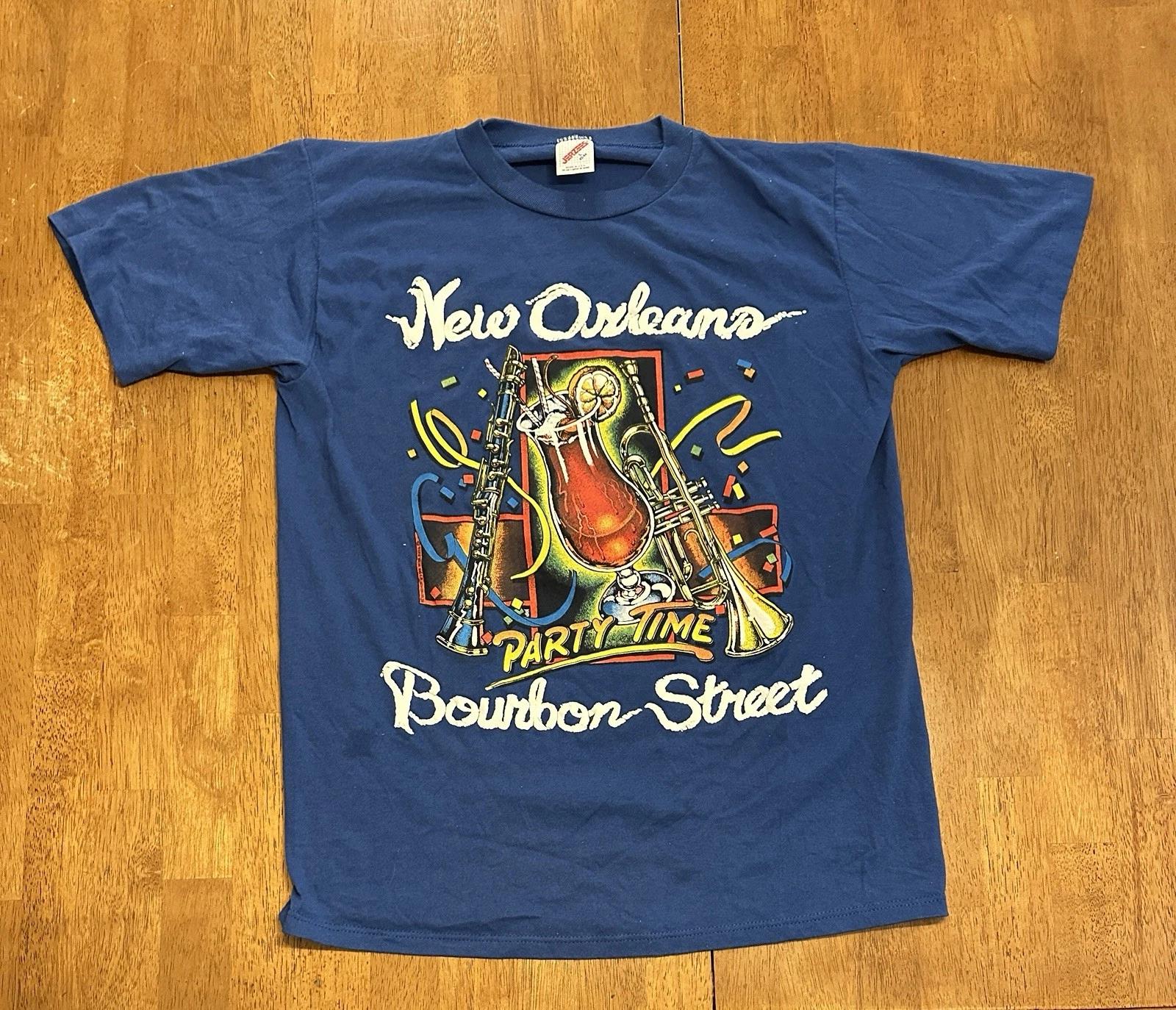 Vintage 80s New Orleans Bourbon Street T Shirt Fits Medium Single Stitch 3XL
