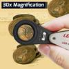 Beleuchtete Schmucklupe 30x Wiederaufladbare Faltbare Schmucklupe mit 6 LEDs UV-Licht für und mehr Glas, Vergrößerung, & Edelsteine,